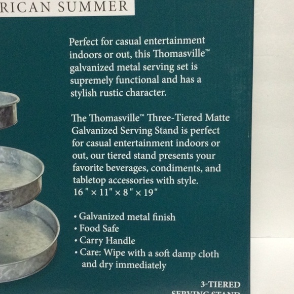 Thomasville American Summer 3 Tiered Galvanize Serving Stand NEW - Picture 3 of 3
